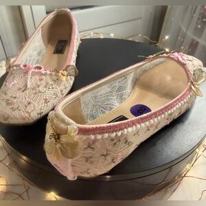 Customized Statement Lace Floral Ballet Flats in Pink & Cream, size8. OOAK, NWT